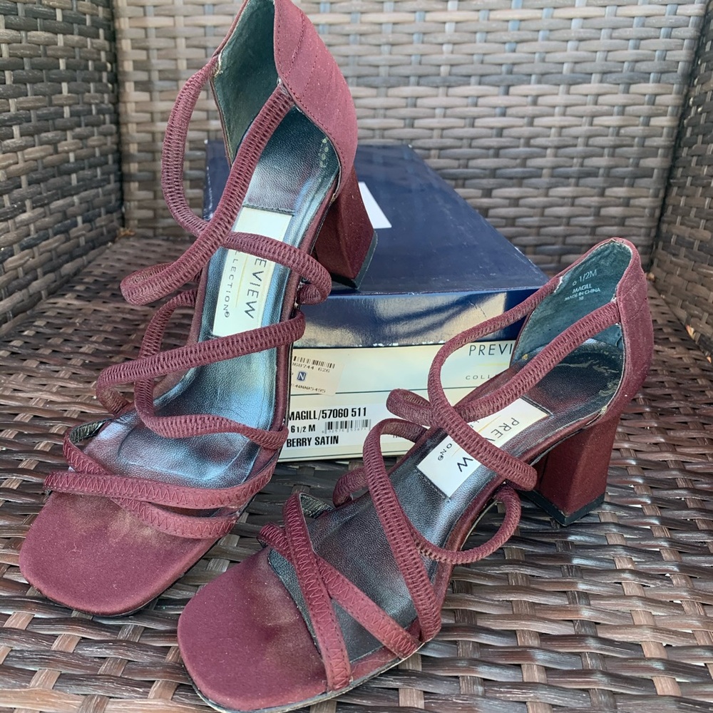 Preview Collection- - Berry Satin Sandals - 61/2
